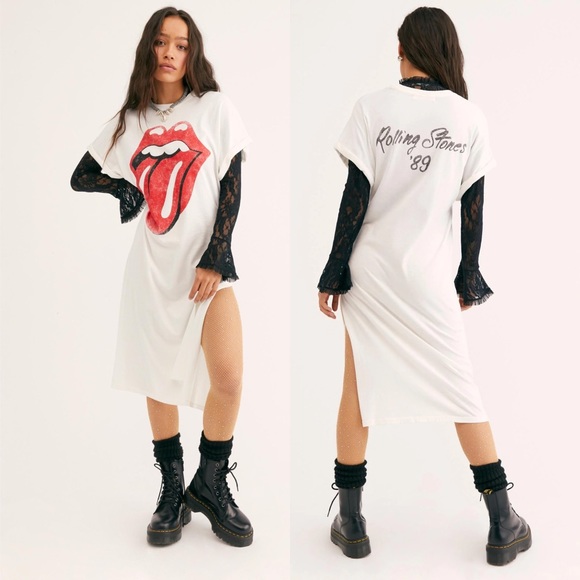Daydreamer x Free People Rolling Stones 89 Rolled Maxi Tee Dress sz S